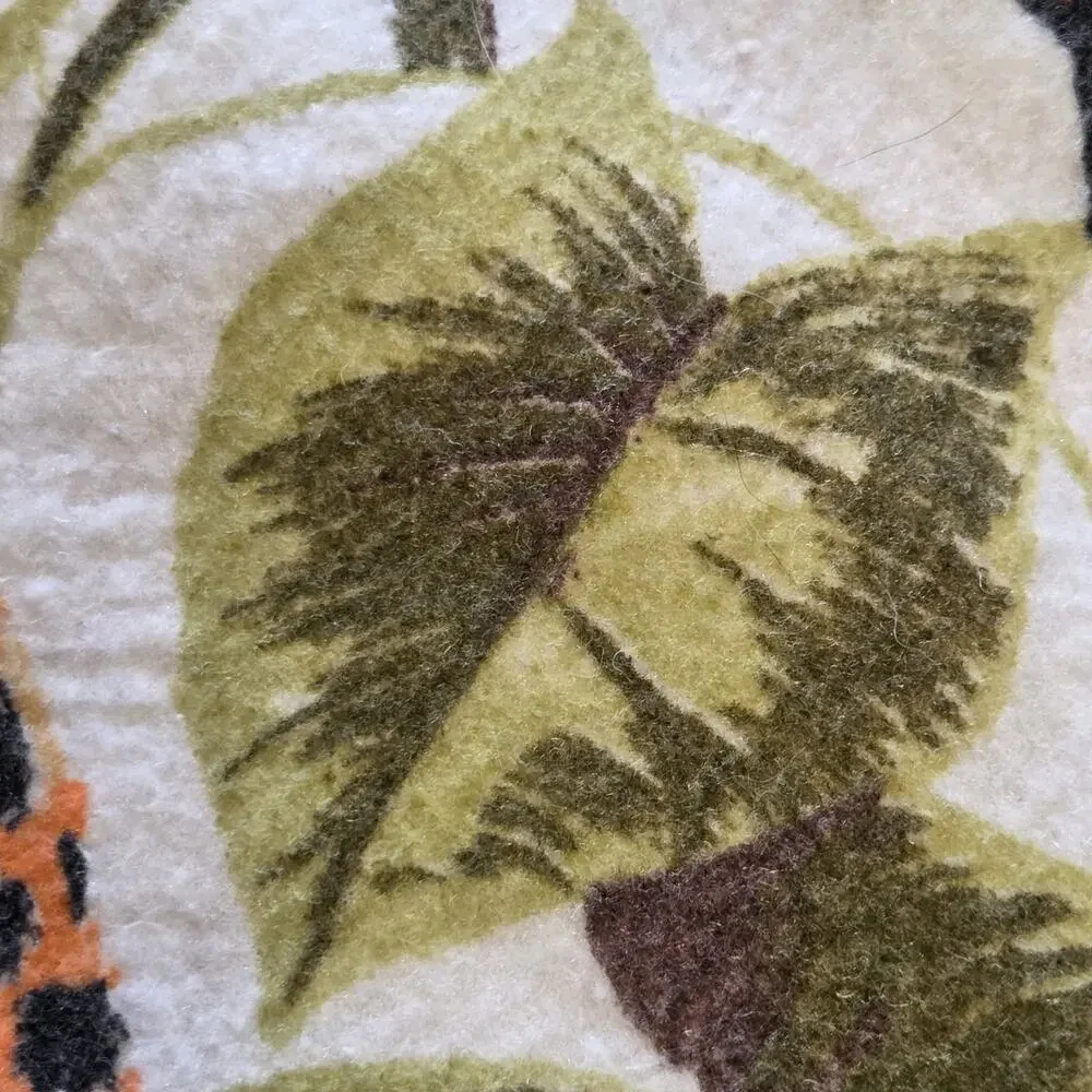 Vintage 1980s Blanket Owen Jungle Print Leopard Floral Nylon Polyester USA Made